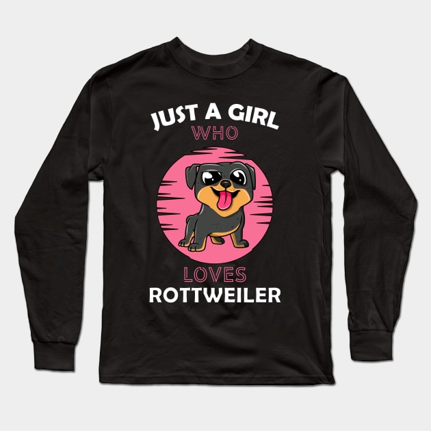 Just a Girl Who Loves rottweiler Long Sleeve T-Shirt by Boba Art Store